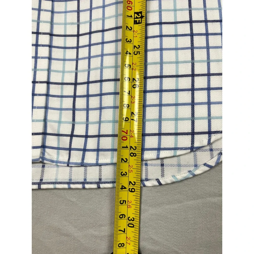Banana Republic Mens XS Non Iron Classic Fit Blue White Open Check Button Shirt